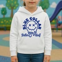 Blue Collar Better Half Funny Kids Hoodie thumb 3