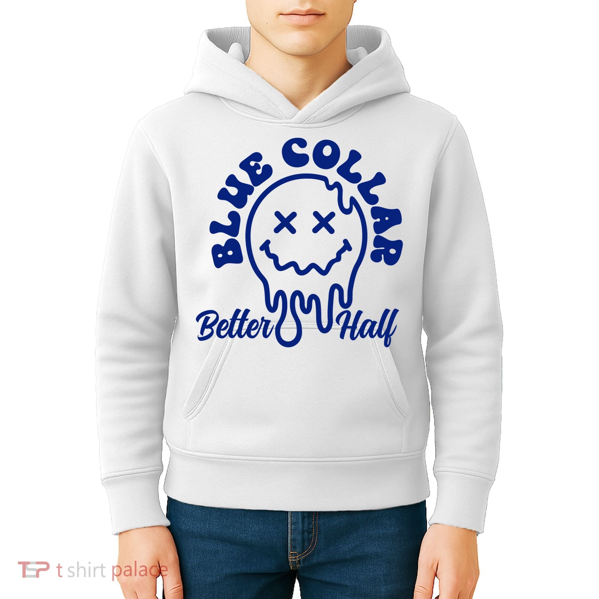 Blue Collar Better Half Funny Kids Hoodie