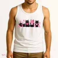 Breast Cancer Book Lover Cats Tank Top thumb 3