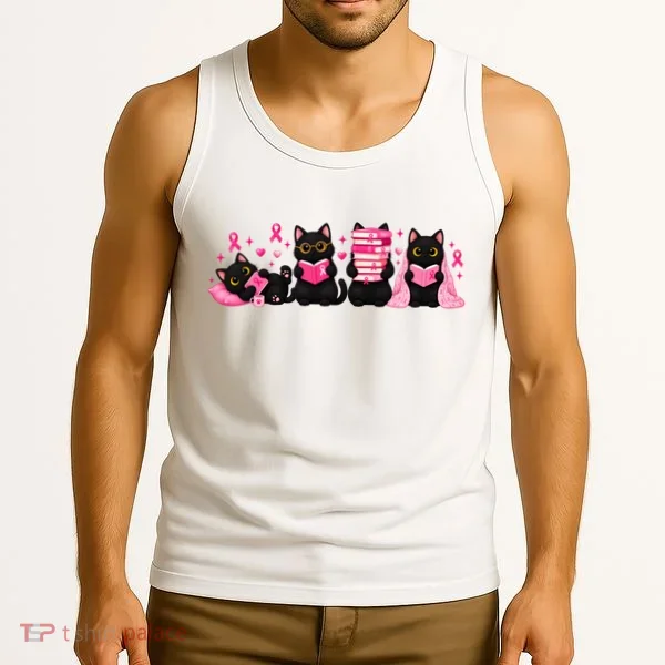 Breast Cancer Book Lover Cats Tank Top