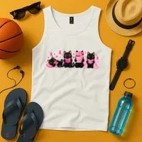 Breast Cancer Book Lover Cats Tank Top thumb 4