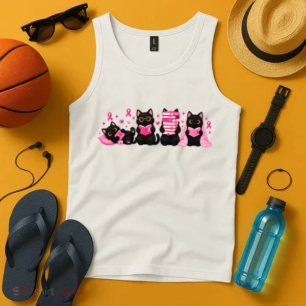 Breast Cancer Book Lover Cats Tank Top