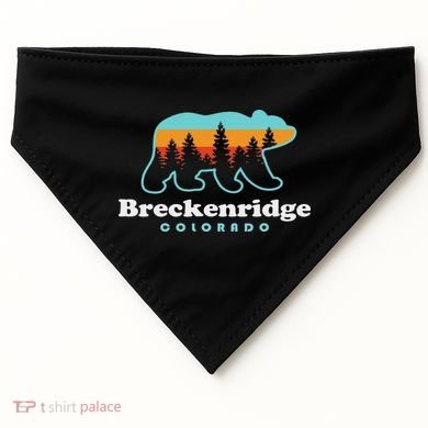 Breckenridge Colorado Bear Mountains Trees USA-Made Doggie Bandana