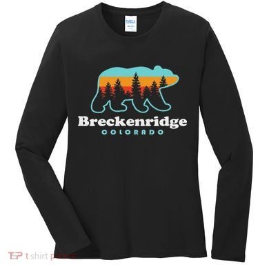 Breckenridge Colorado Bear Mountains Trees Women's Long Sleeve Shirt