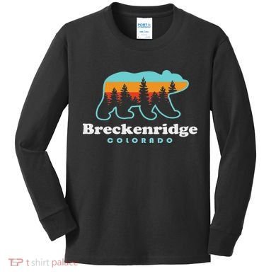 Breckenridge Colorado Bear Mountains Trees Kids Long Sleeve Shirt