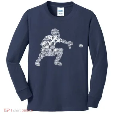 Baseball Catcher Kids Long Sleeve Shirt