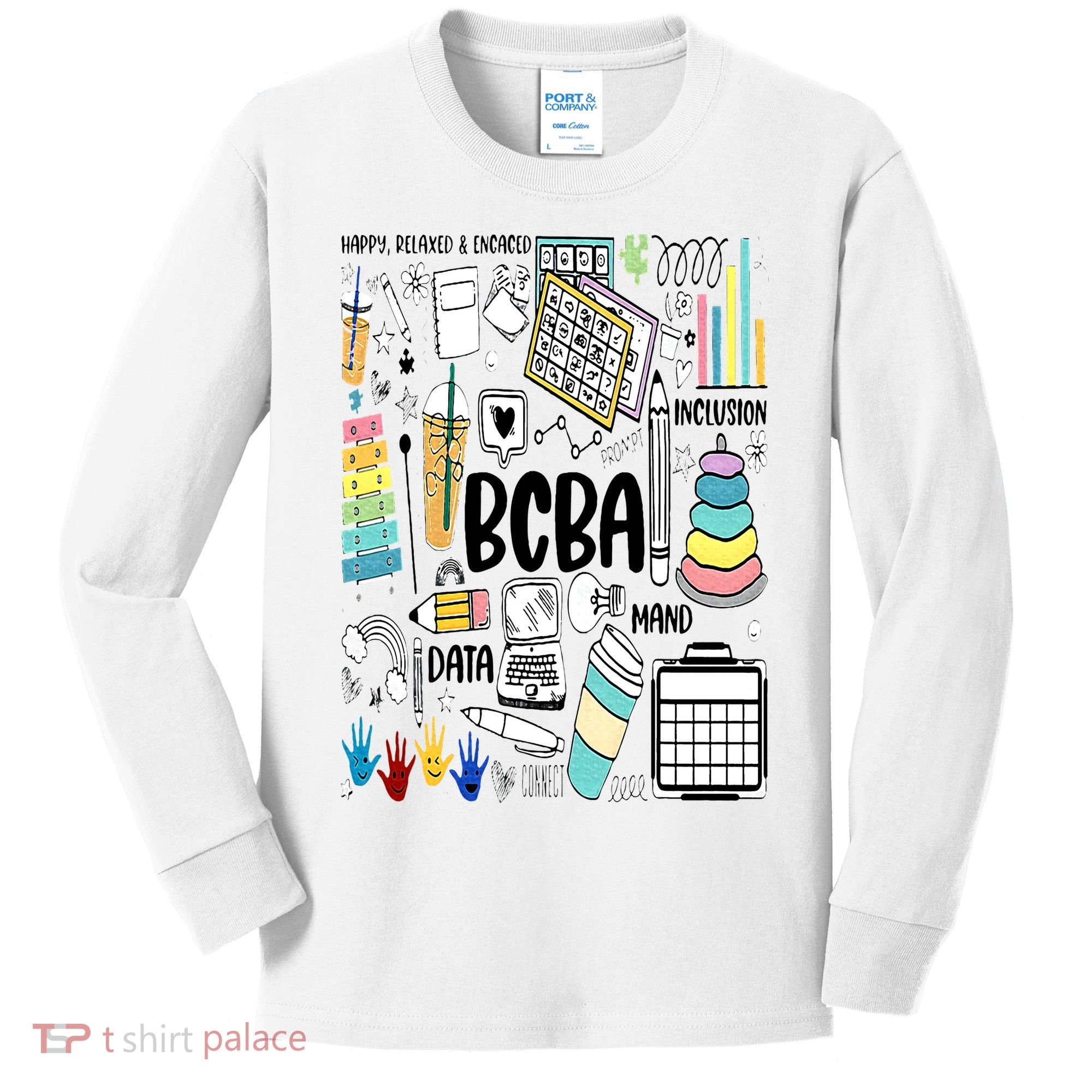 Board Certified Behavior Analyst BCBA Symbols ABA Therapist Kids Long Sleeve Shirt