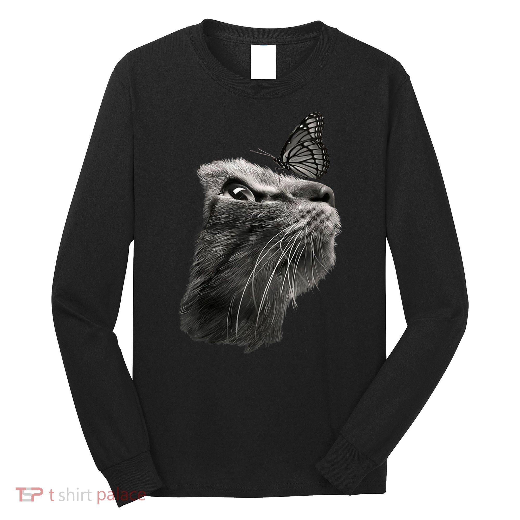 Butterfly & Cat Butterflies Gifts Long Sleeve Shirt