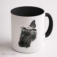 Butterfly & Cat Butterflies Gifts Coffee Mug thumb 1