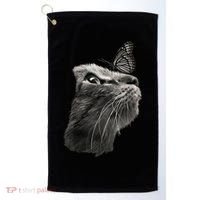 Butterfly & Cat Butterflies Gifts Golf Towel thumb 0