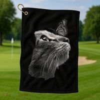 Butterfly & Cat Butterflies Gifts Golf Towel thumb 1