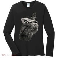 Butterfly & Cat Butterflies Gifts Women's Long Sleeve Shirt thumb 0