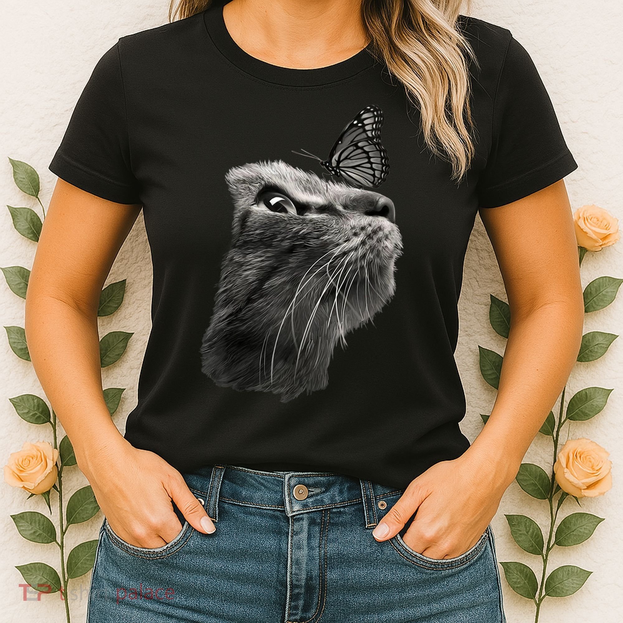 Butterfly & Cat Butterflies Gifts Women's T-Shirt