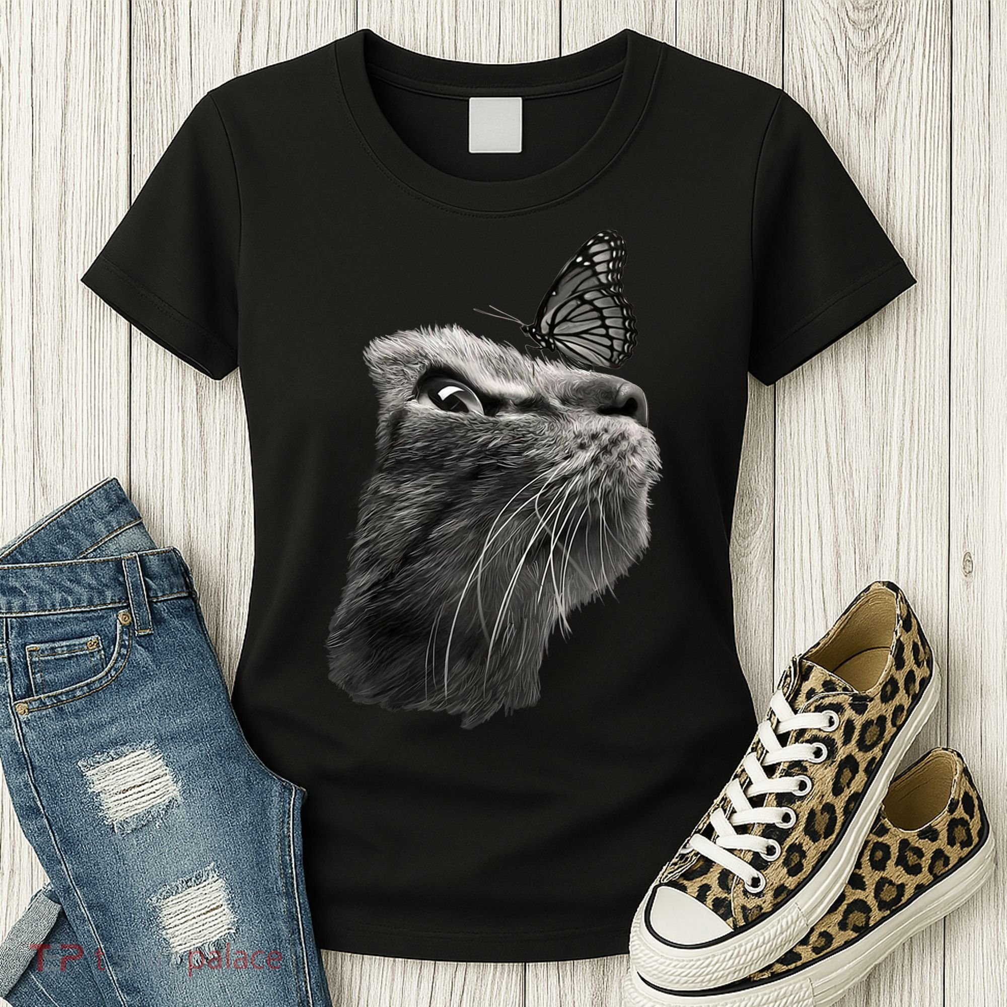 Butterfly & Cat Butterflies Gifts Women's T-Shirt