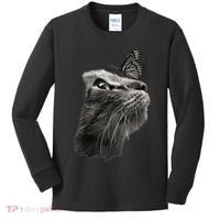 Butterfly & Cat Butterflies Gifts Kids Long Sleeve Shirt thumb 0