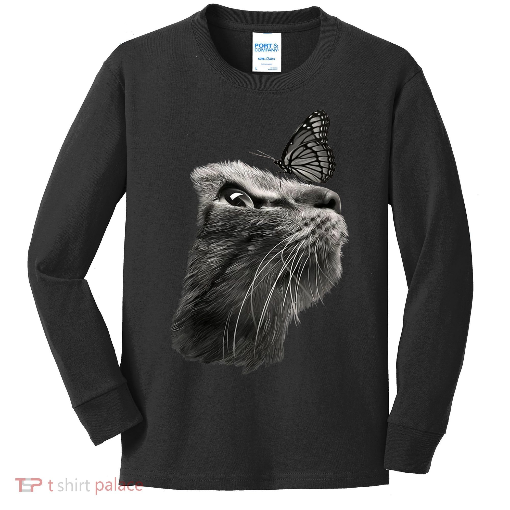 Butterfly & Cat Butterflies Gifts Kids Long Sleeve Shirt