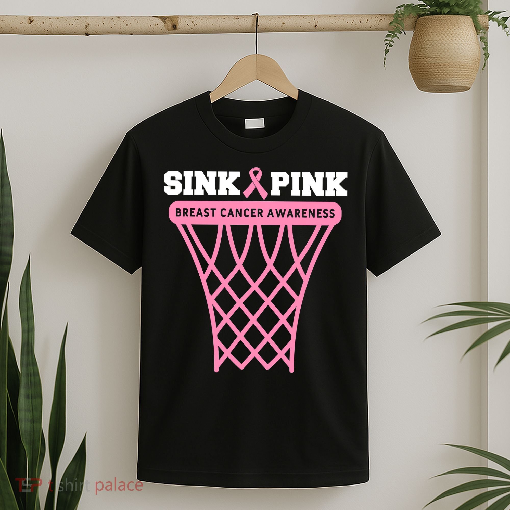 Breast Cancer Basketball Goal Pink Ribbon Awareness T-Shirt