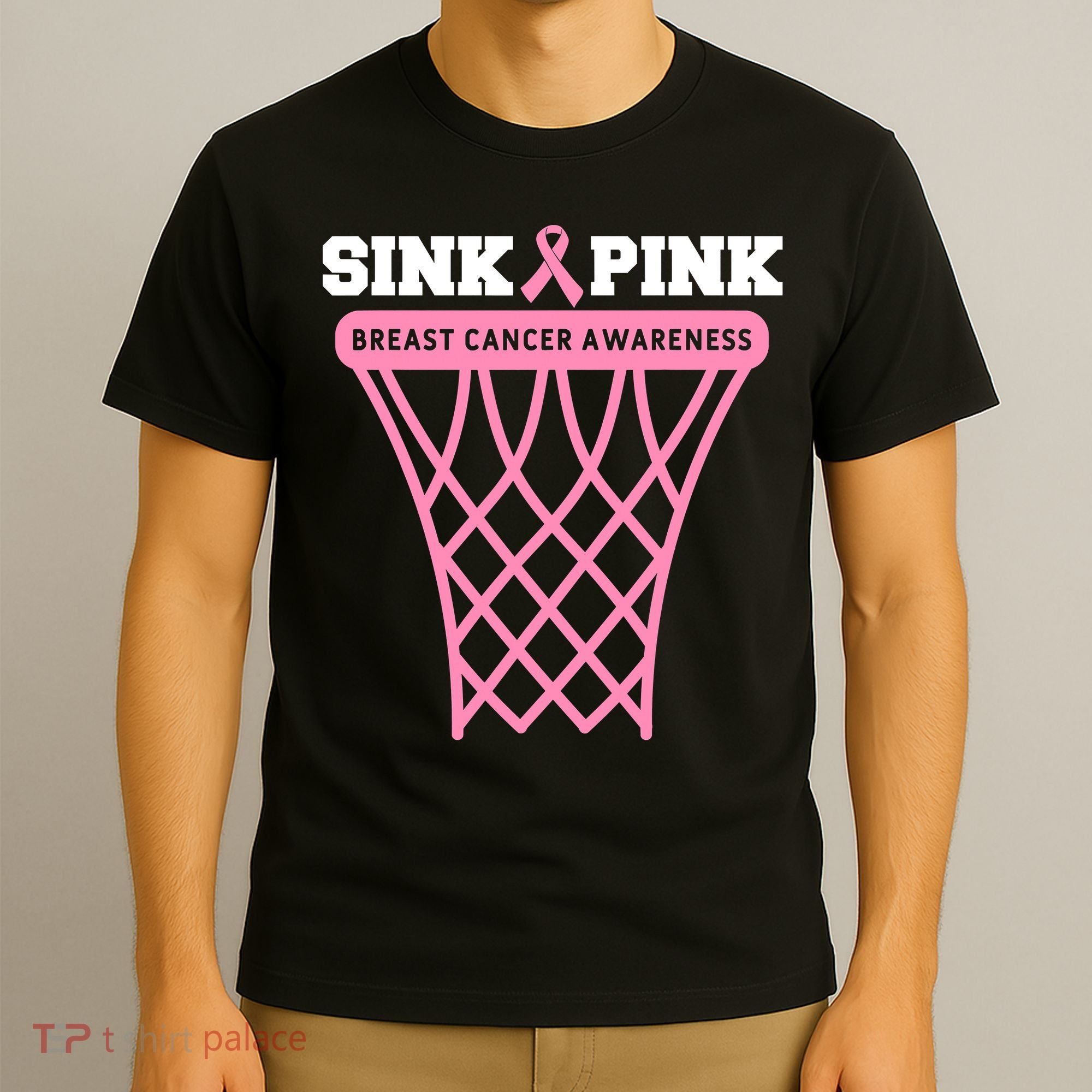 Breast Cancer Basketball Goal Pink Ribbon Awareness T-Shirt