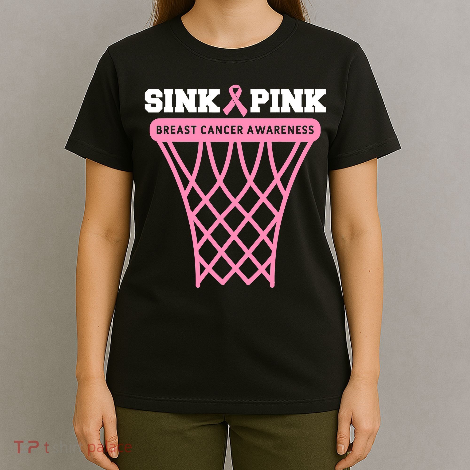 Breast Cancer Basketball Goal Pink Ribbon Awareness T-Shirt