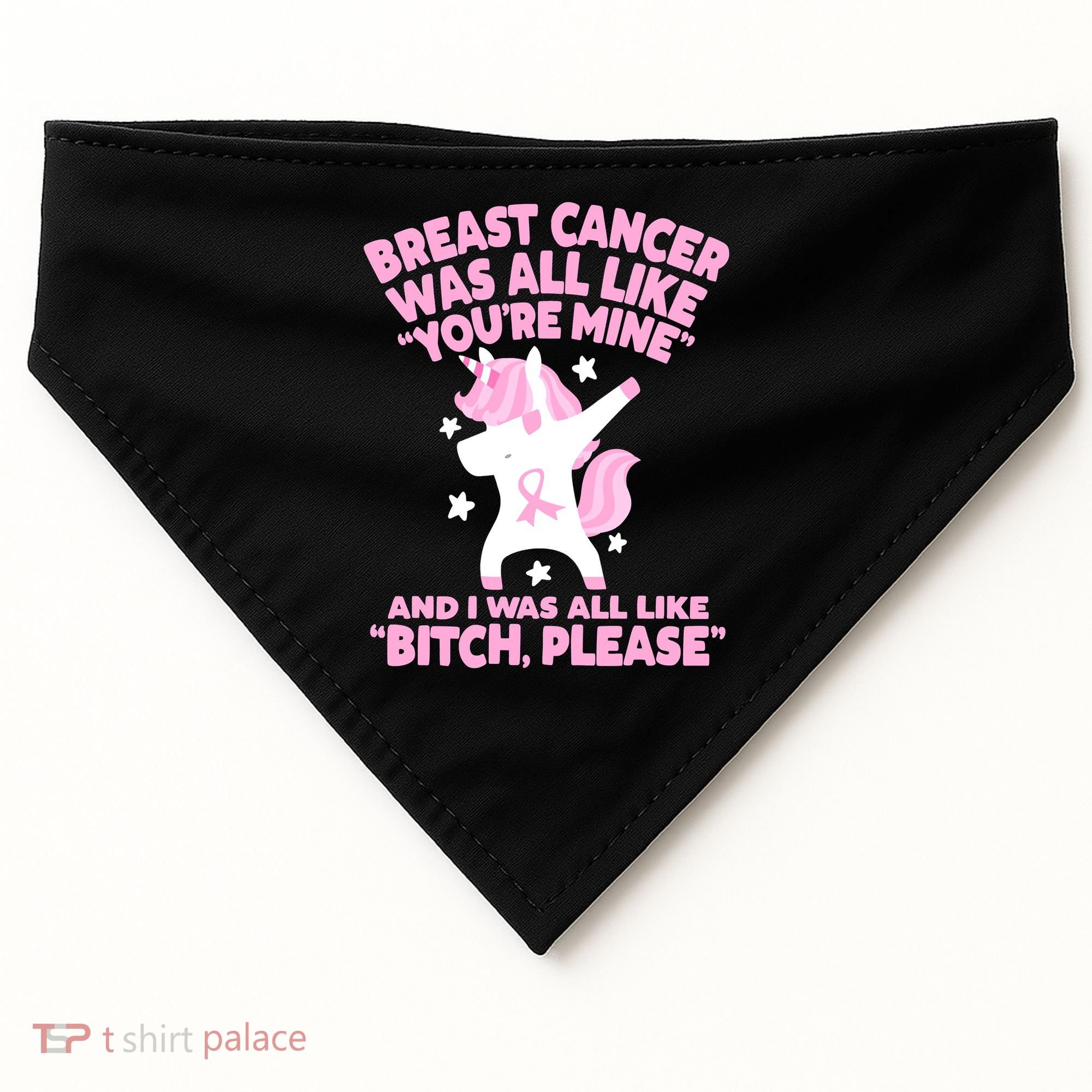 Breast Cancer Bitch Please Quote Funny Unicorn USA-Made Doggie Bandana