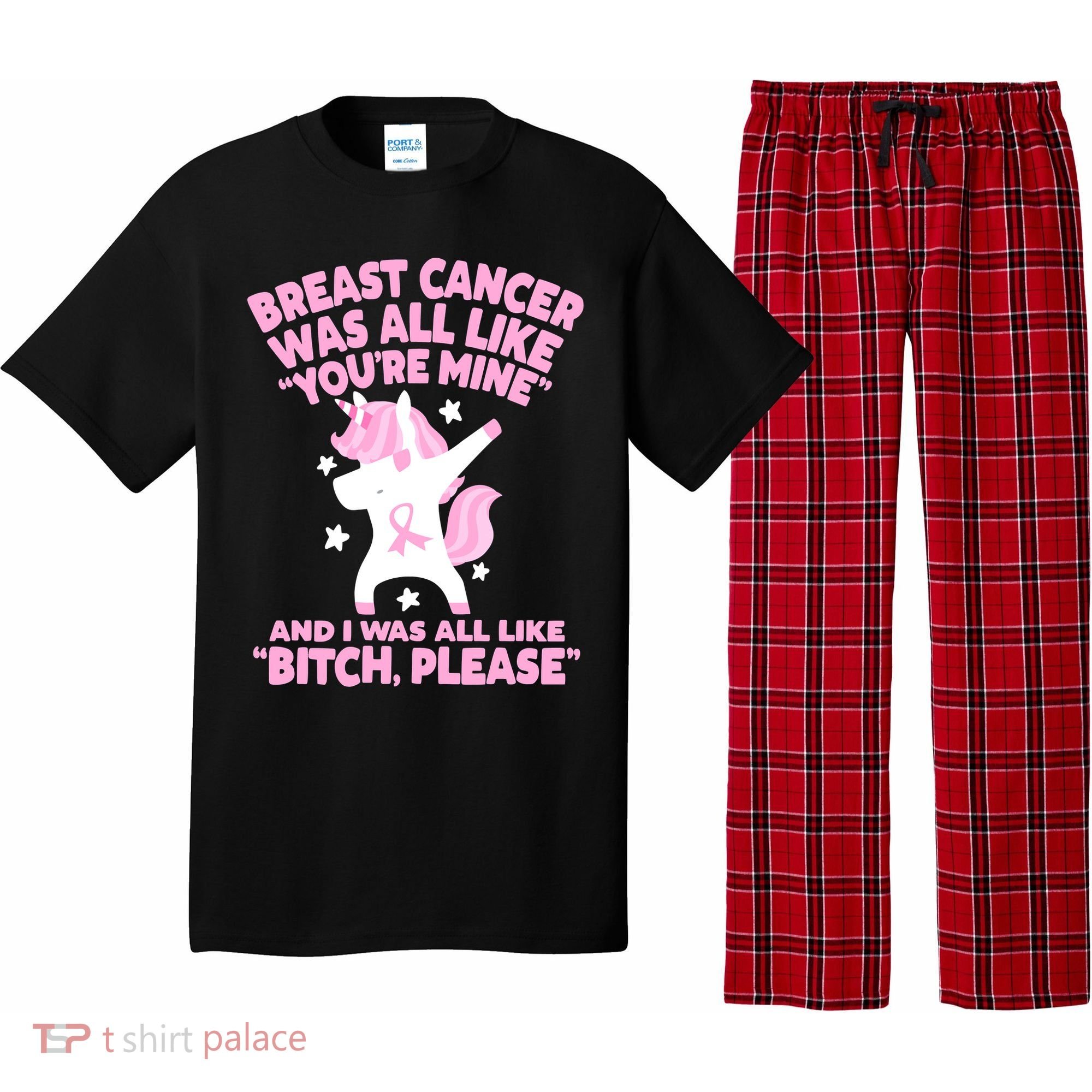 Breast Cancer Bitch Please Quote Funny Unicorn Pajama Set