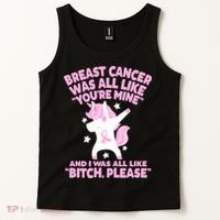 Breast Cancer Bitch Please Quote Funny Unicorn Tank Top thumb 2