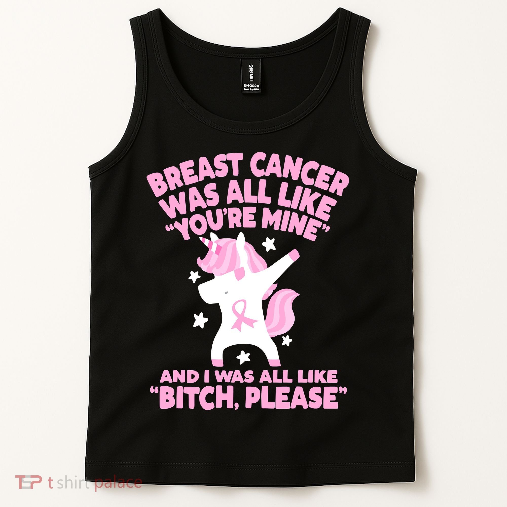 Breast Cancer Bitch Please Quote Funny Unicorn Tank Top