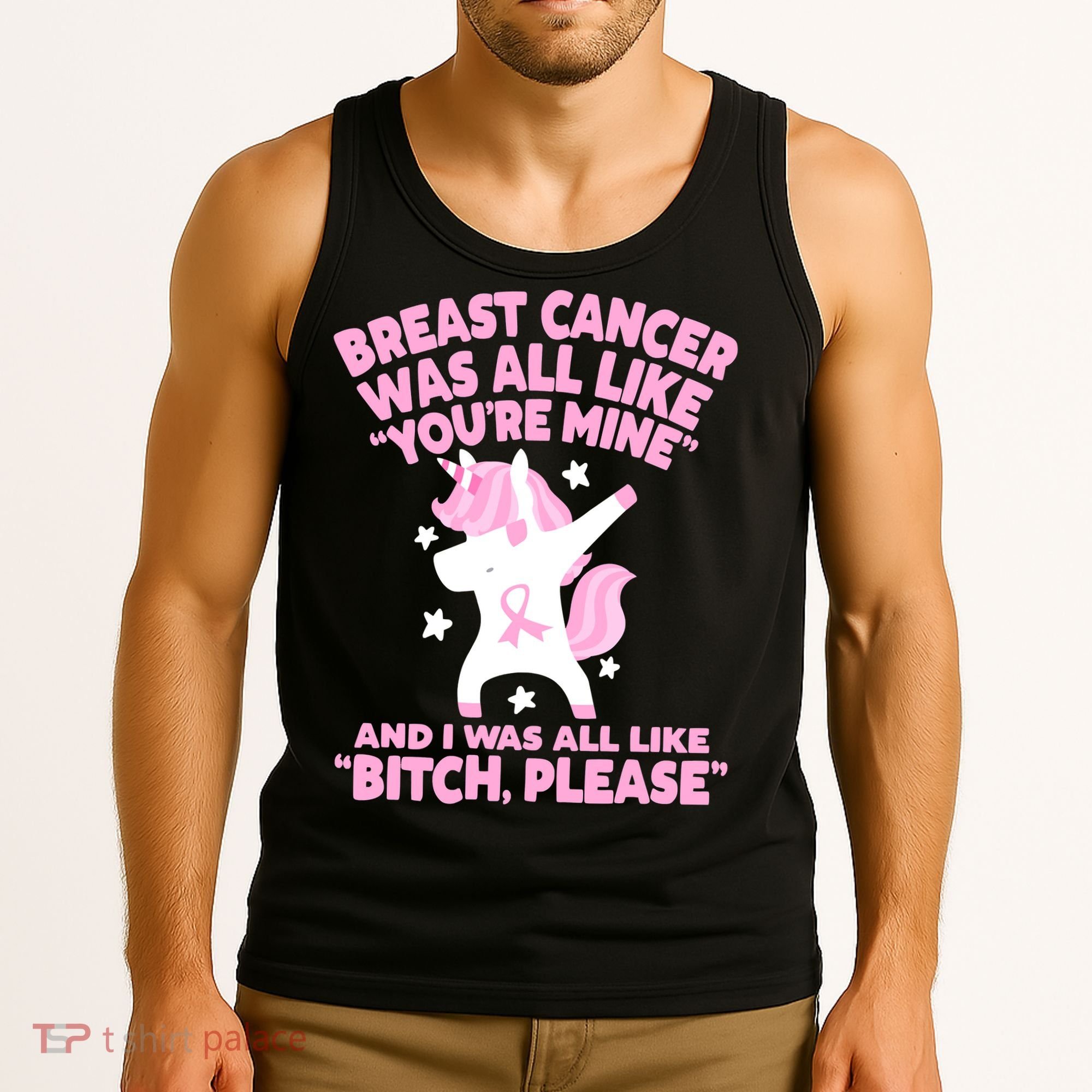 Breast Cancer Bitch Please Quote Funny Unicorn Tank Top