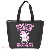 Breast Cancer Bitch Please Quote Funny Unicorn Tote Bag thumb 0