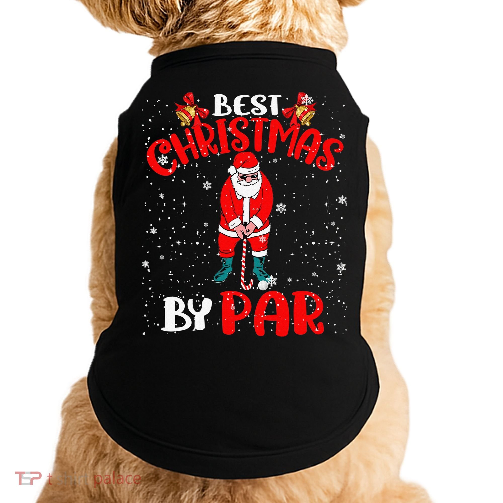 Best Christmas By Par Ugly Christmas Golf Santa Claus Doggie Tank