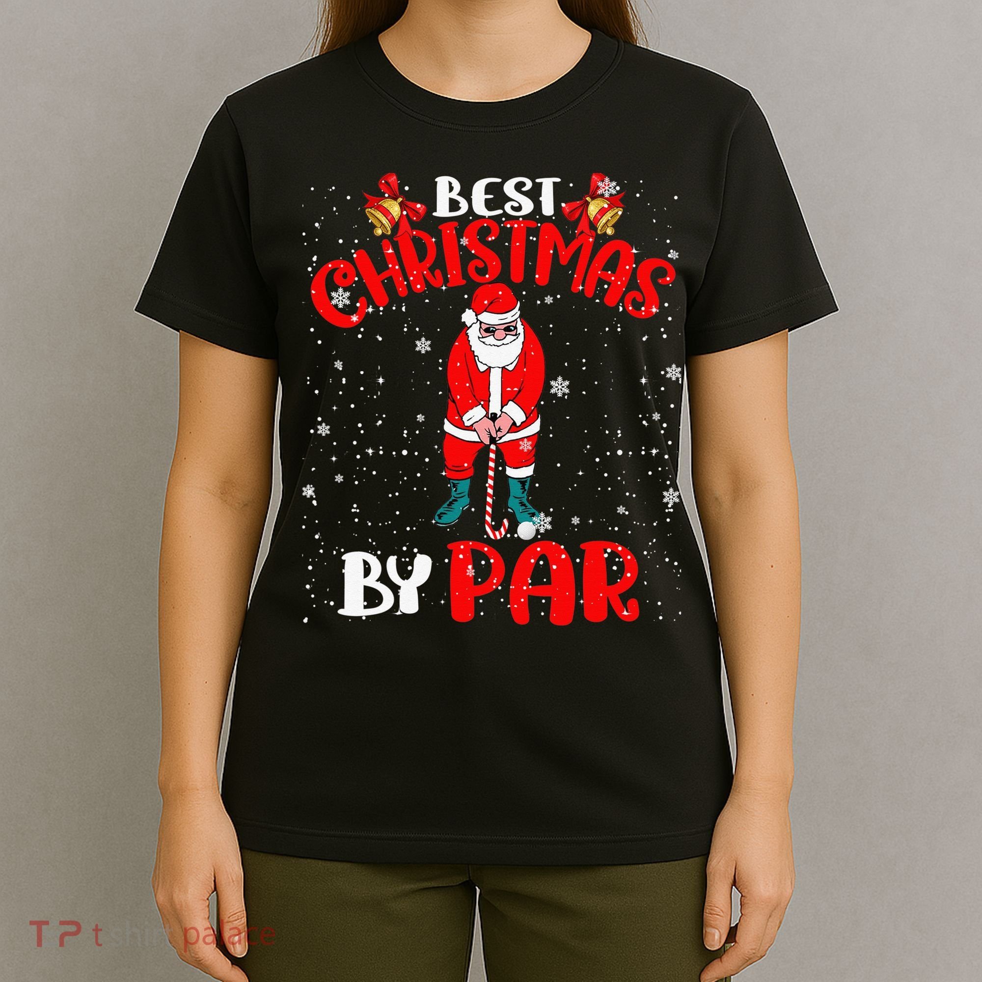 Best Christmas By Par Ugly Christmas Golf Santa Claus T-Shirt