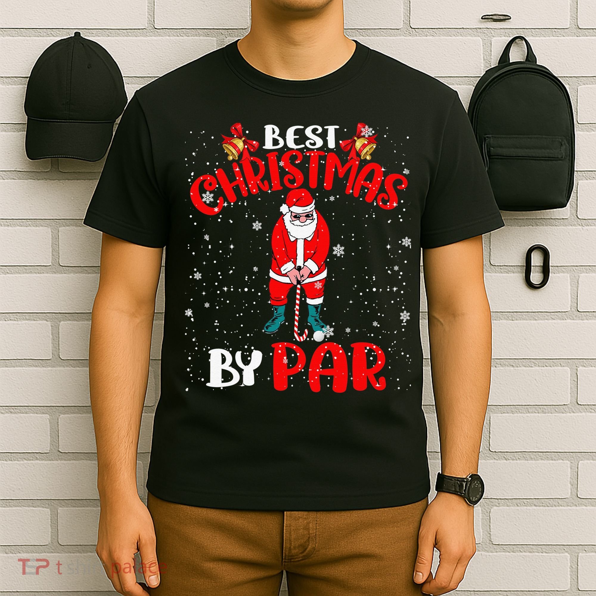 Best Christmas By Par Ugly Christmas Golf Santa Claus T-Shirt
