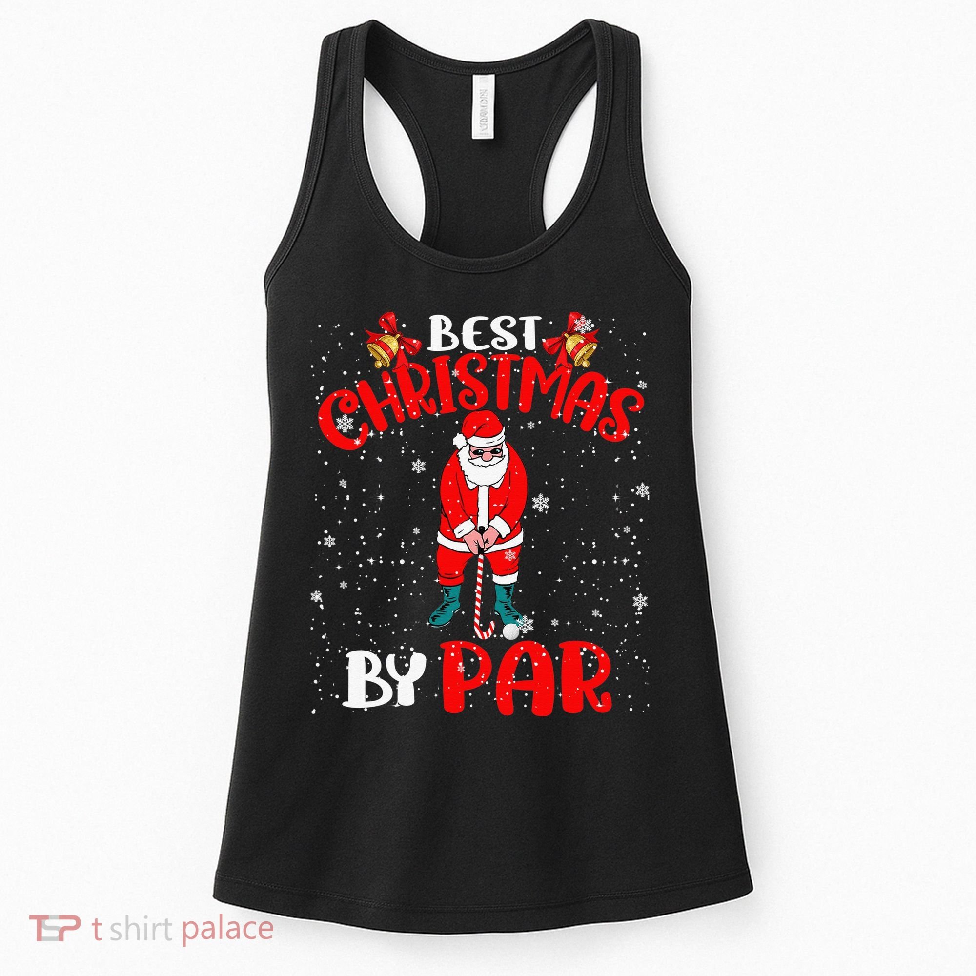 Best Christmas By Par Ugly Christmas Golf Santa Claus Women's Tank Top