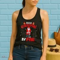 Best Christmas By Par Ugly Christmas Golf Santa Claus Women's Tank Top thumb 2