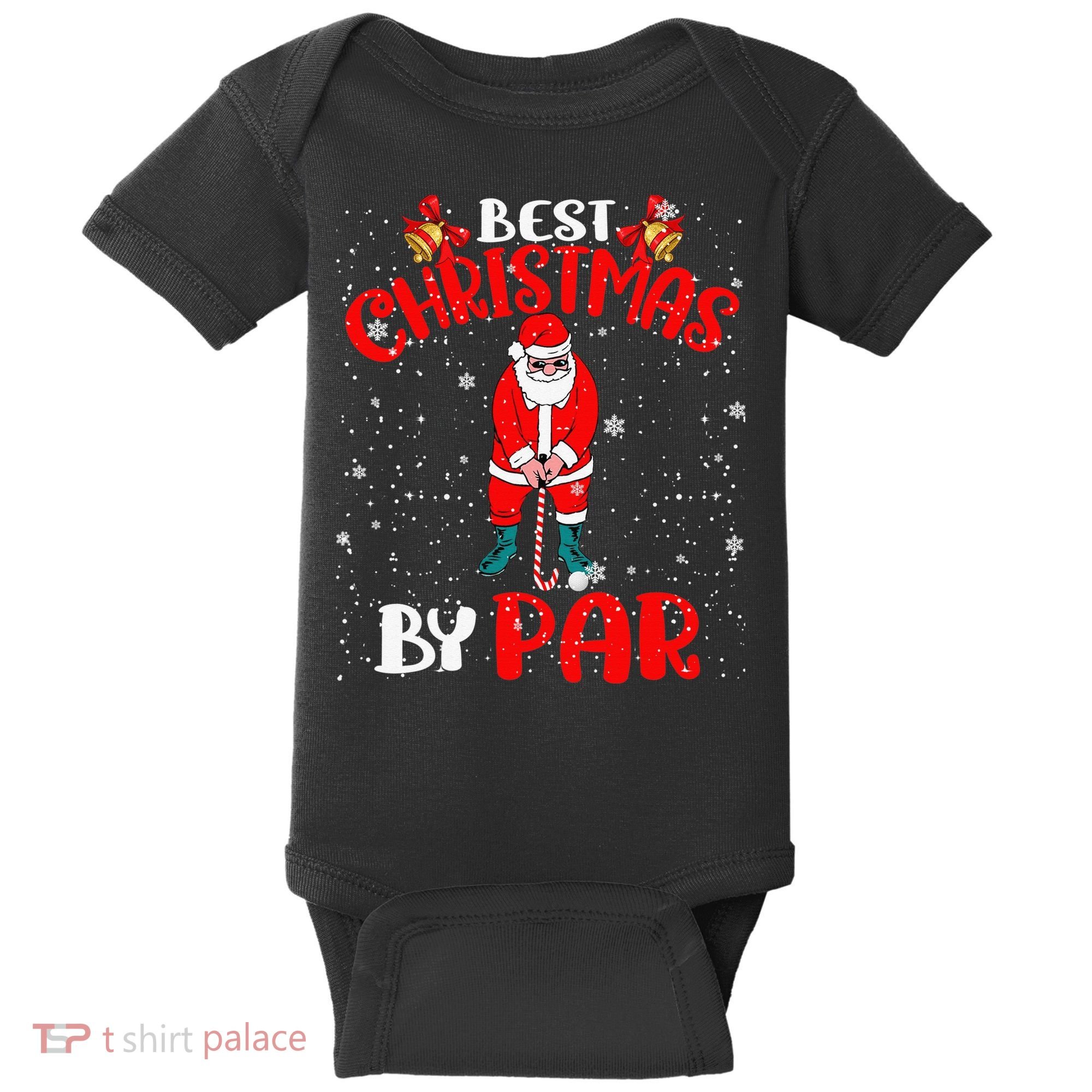Best Christmas By Par Ugly Christmas Golf Santa Claus Baby Bodysuit