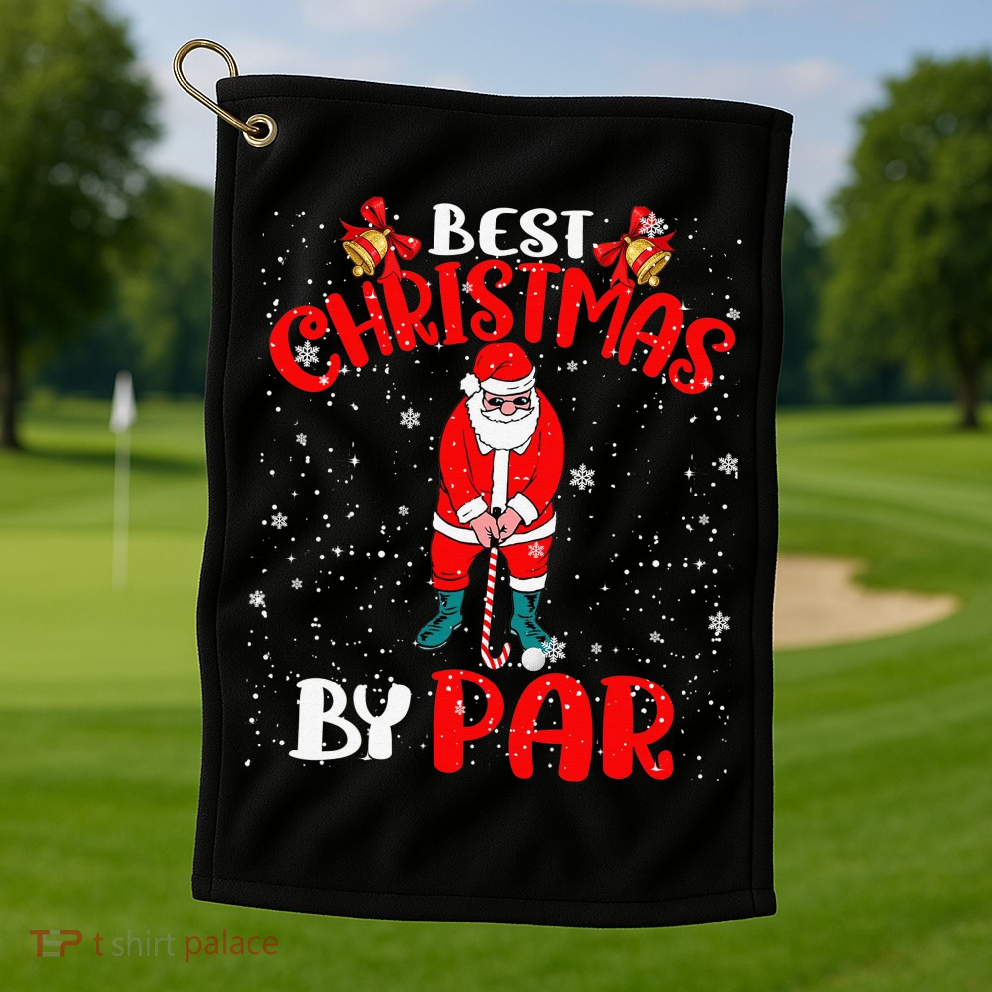 Best Christmas By Par Ugly Christmas Golf Santa Claus Golf Towel