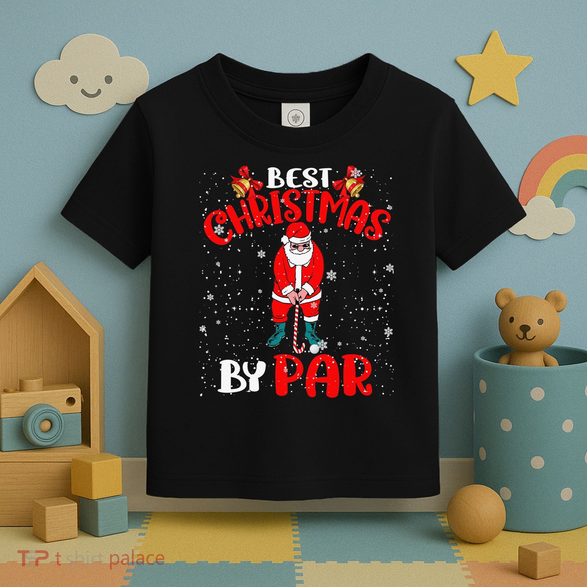 Best Christmas By Par Ugly Christmas Golf Santa Claus Toddler T-Shirt