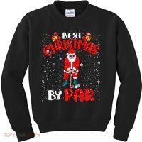 Best Christmas By Par Ugly Christmas Golf Santa Claus Kids Sweatshirt thumb 0