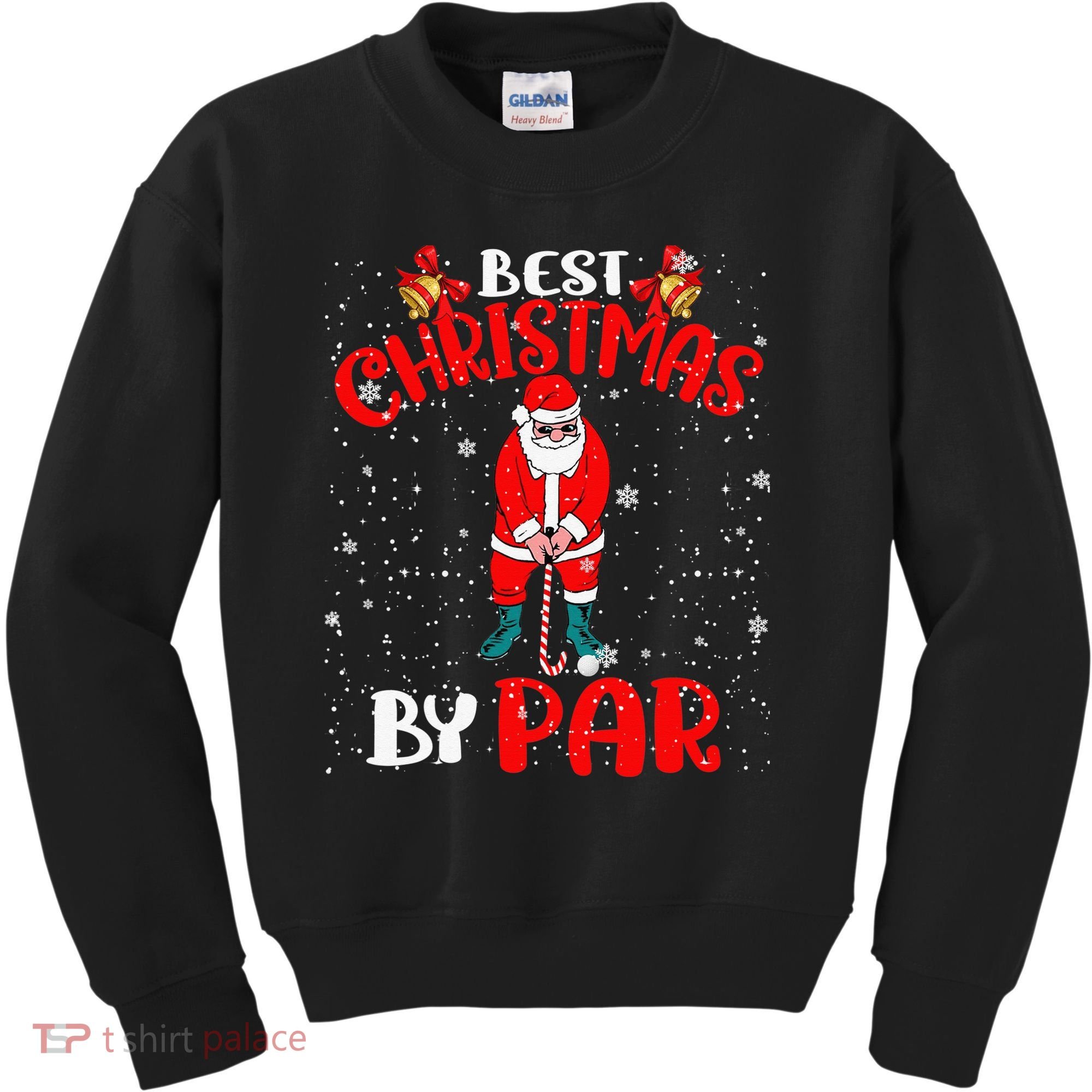 Best Christmas By Par Ugly Christmas Golf Santa Claus Kids Sweatshirt