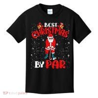 Best Christmas By Par Ugly Christmas Golf Santa Claus Kids T-Shirt thumb 0