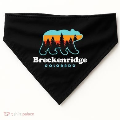 Breckenridge Colorado Bear Mountains Trees USA-Made Doggie Bandana