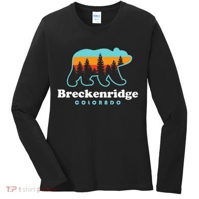 Breckenridge Colorado Bear Mountains Trees Women's Long Sleeve Shirt