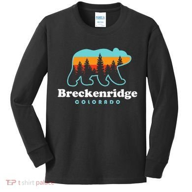 Breckenridge Colorado Bear Mountains Trees Kids Long Sleeve Shirt