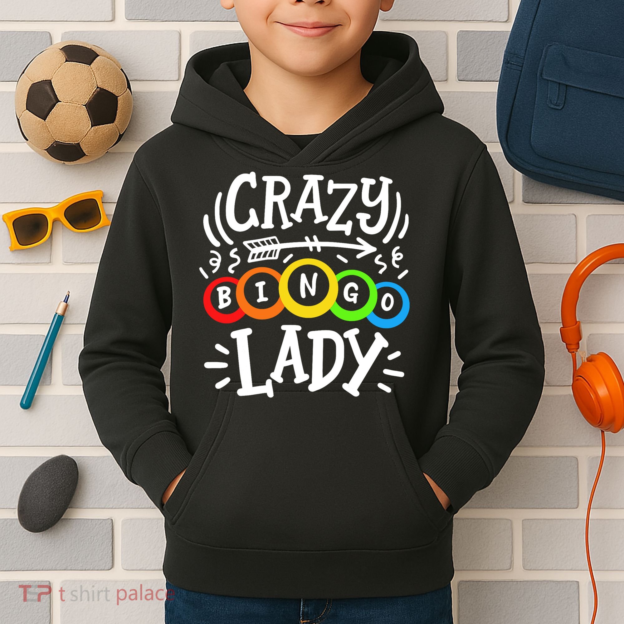 Bingo Crazy Bingo Lady Kids Hoodie