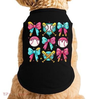 Baseball Coquette Bow Cream Game Day Baseball Mama Doggie Tank