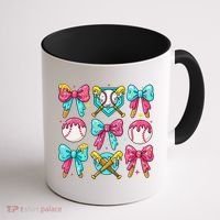 Baseball Coquette Bow Cream Game Day Baseball Mama Coffee Mug thumb 1