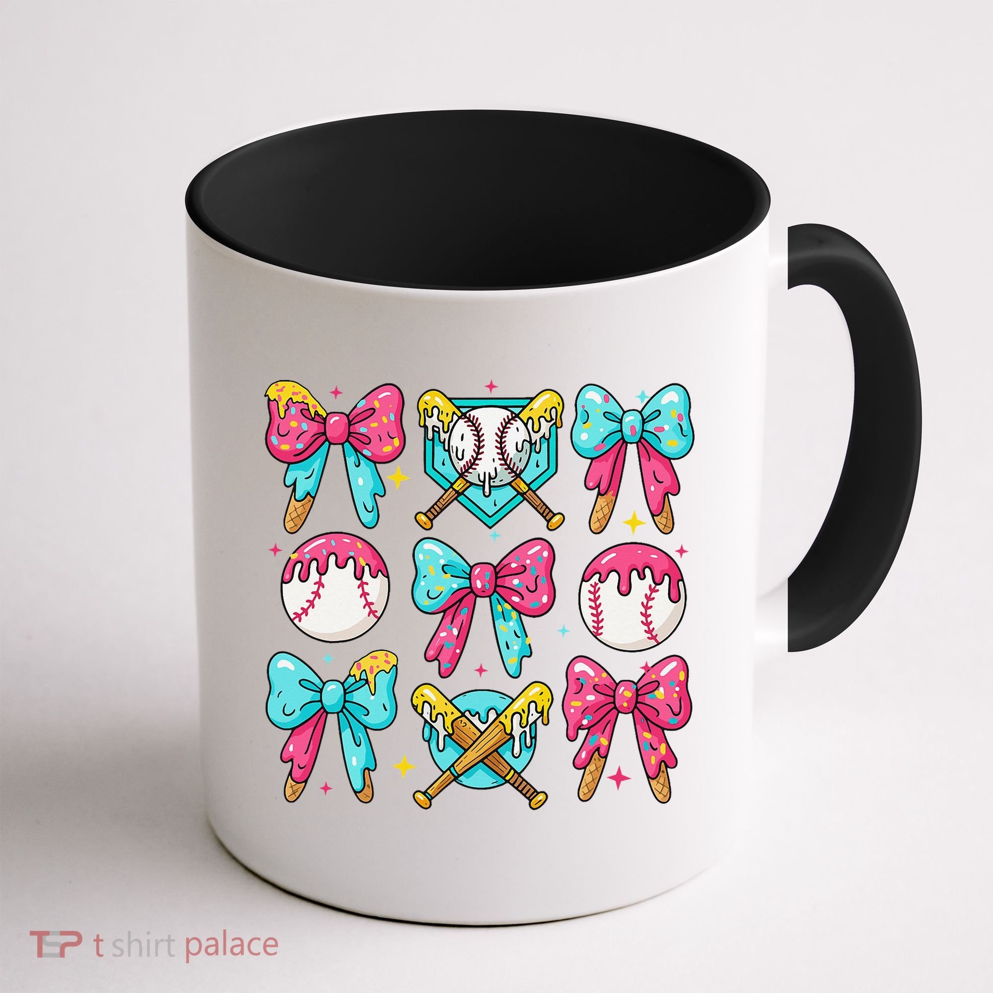 Baseball Coquette Bow Cream Game Day Baseball Mama Coffee Mug