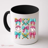Baseball Coquette Bow Cream Game Day Baseball Mama Coffee Mug thumb 0