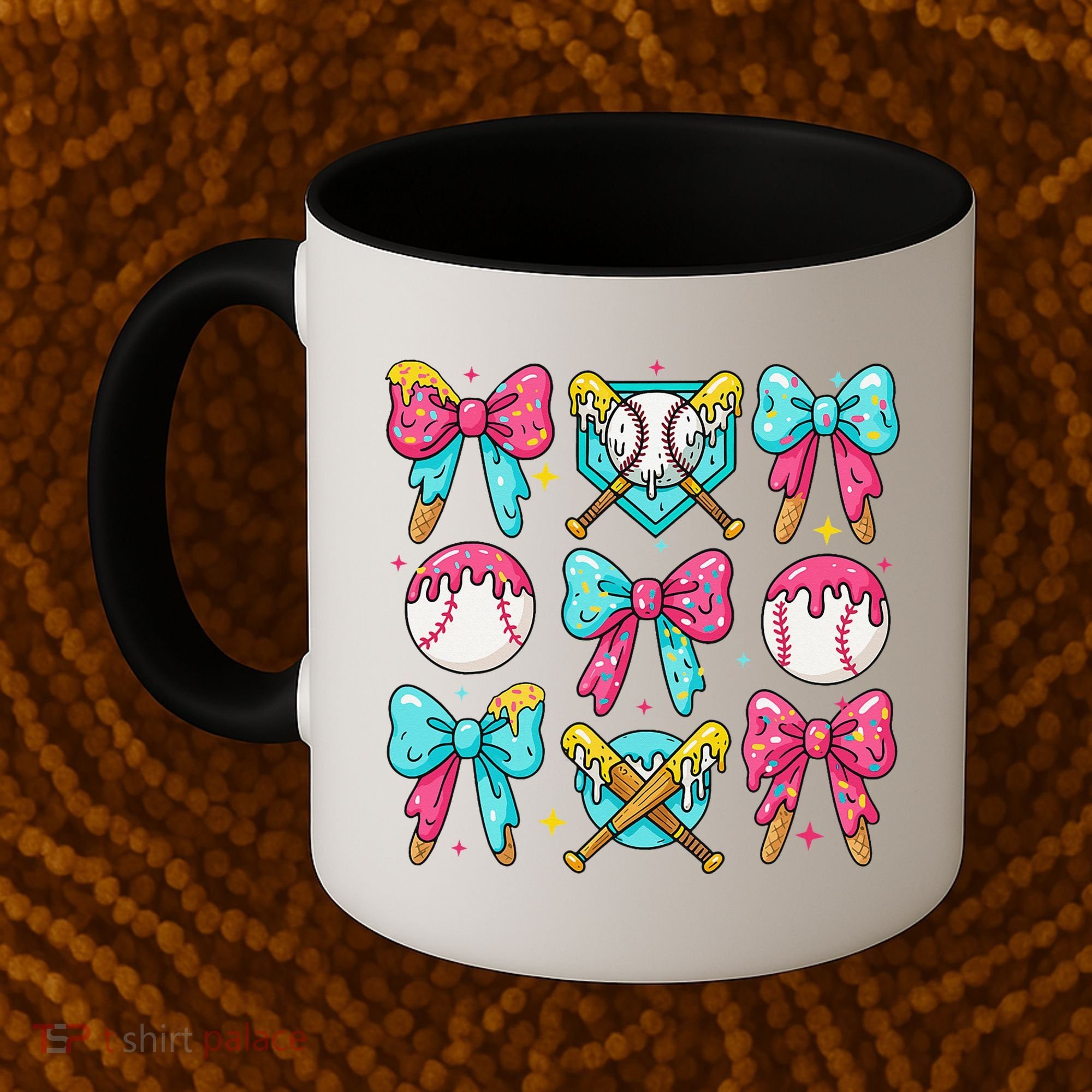 Baseball Coquette Bow Cream Game Day Baseball Mama Coffee Mug
