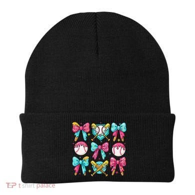 Baseball Coquette Bow Cream Game Day Baseball Mama Beanie